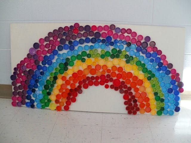 recycled drink top rainbow project 