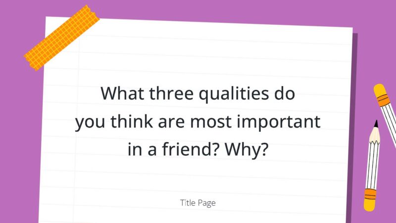 What three qualities do you think are most important in a friend? Why?