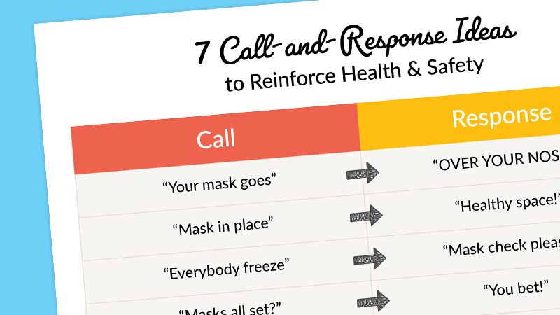 The 7 call-and-response idea card on a blue background.