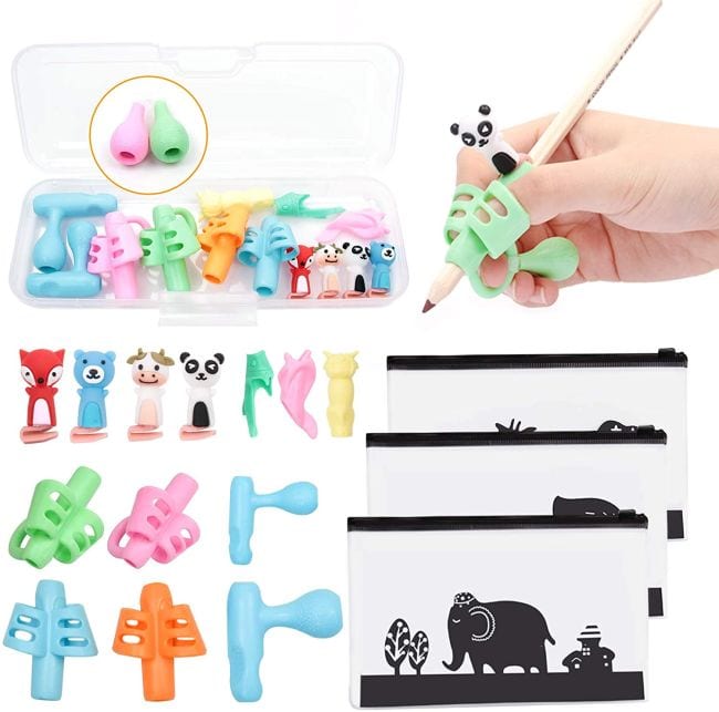 3 Pen Writing Aid Grip Set Pencil Grips For Kids Handwriting Finger Correction, 