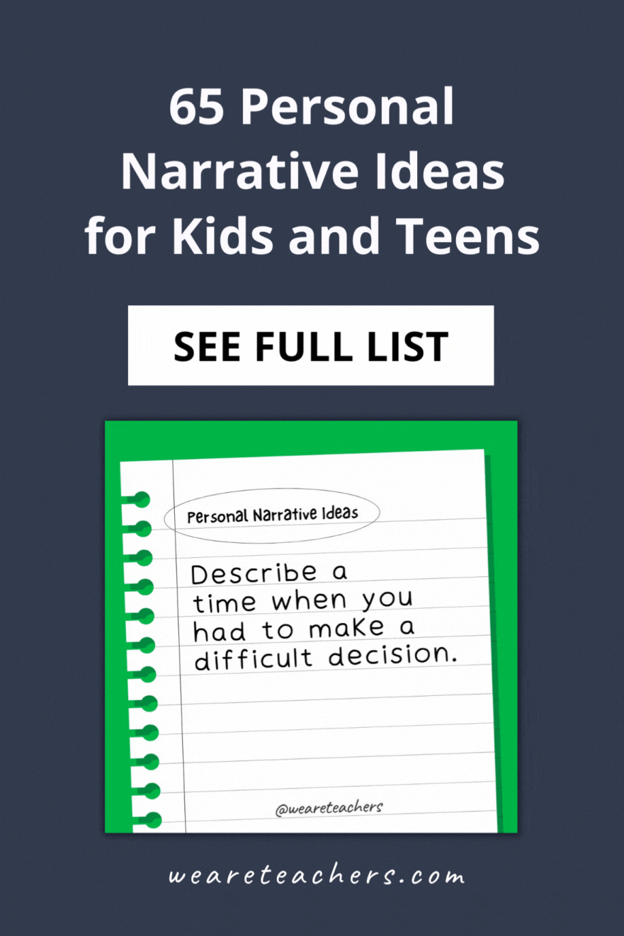 65 Engaging Personal Narrative Ideas For Kids And Teens