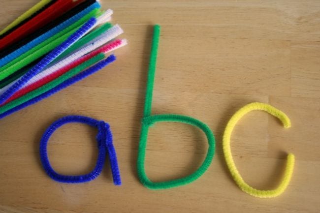 Letters made from colorful pipe cleaners