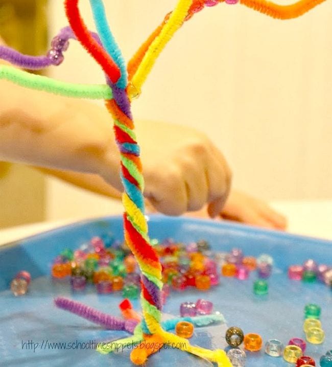 Pipe cleaner tree with colorful branches