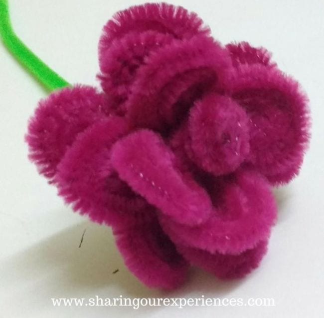 Pink rose made by pipe cleaner - pipe cleaner crafts
