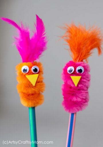 pipe-cleaner-pencil-topper-bird-craft