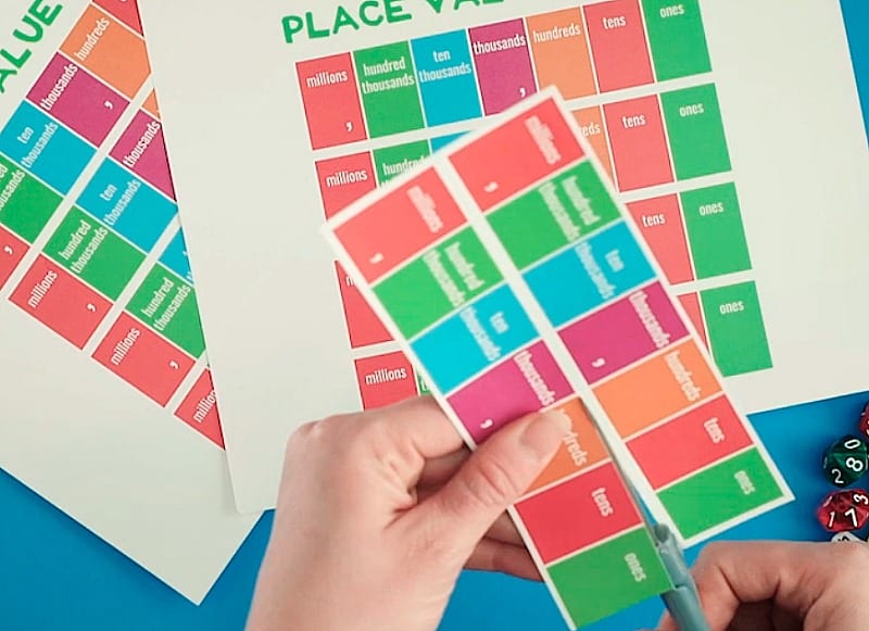 free printable place value game for elementary math