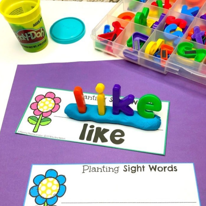 Plant words in play dough