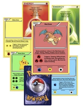 Pokemon-like cards that help students identify their emotions
