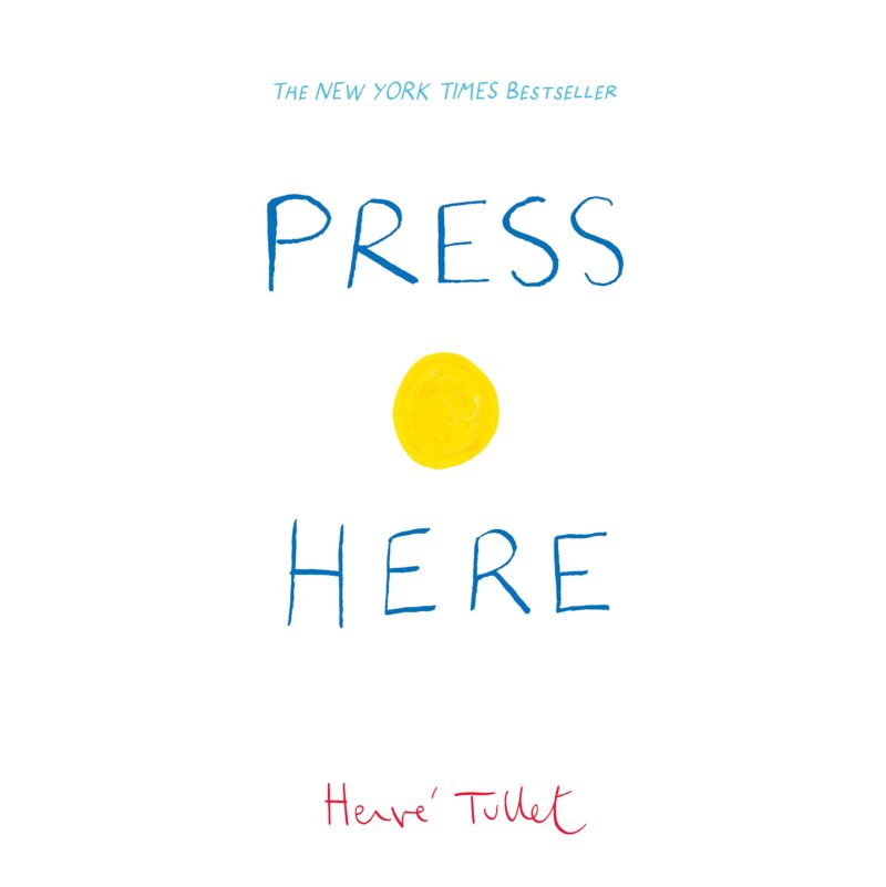 Cover of Press Here by Herve Tullet- famous children's books