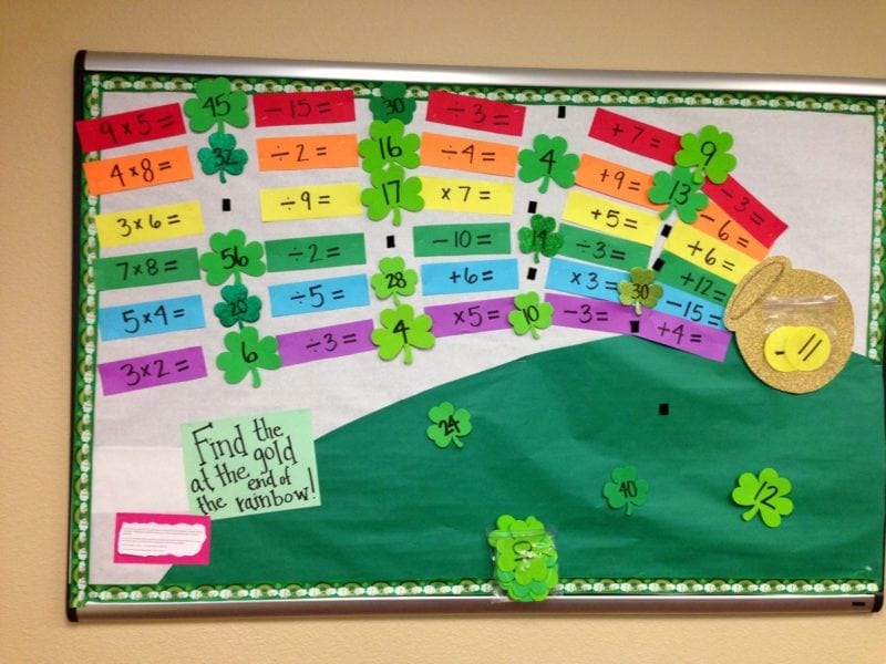 Rainbow math bulletin board for classroom