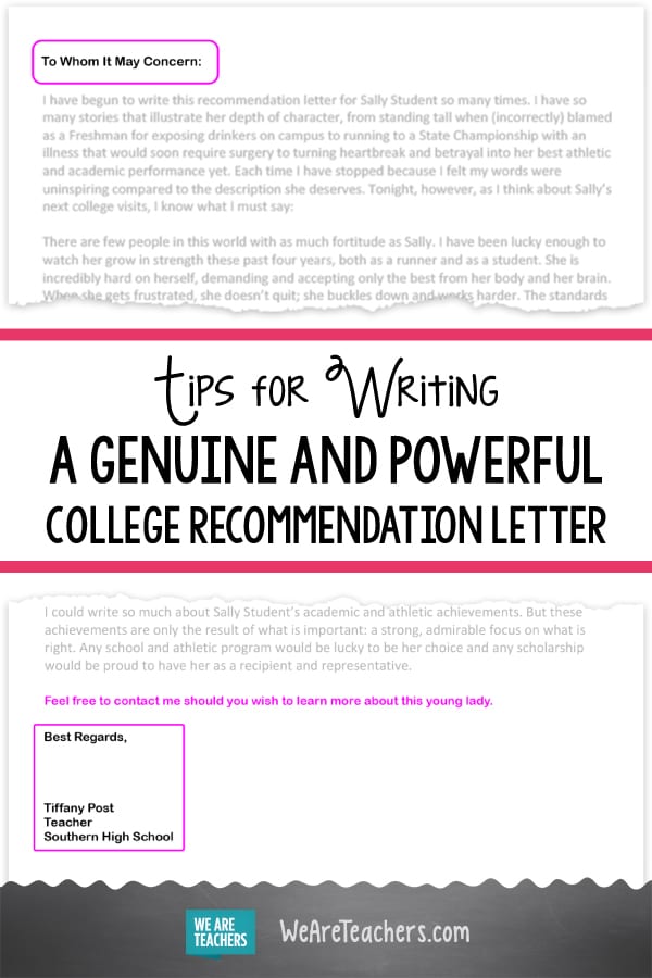 Tips For Writing A College Recommendation Letter Weareteachers