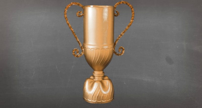 Spray painting the water bottle trophy