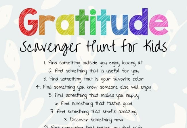 Gratitude Scavenger Hunt for Kids printable