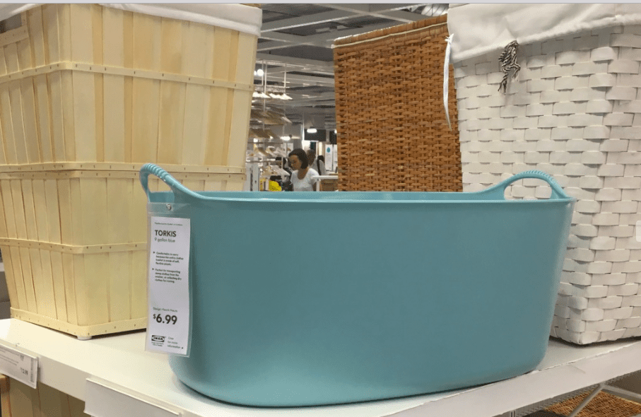 Blue rubber basket at Ikea