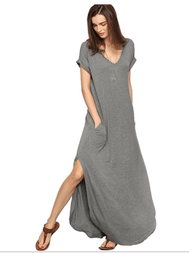 Grey v-neck maxi dress