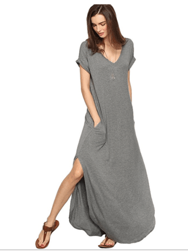 v neck casual dress