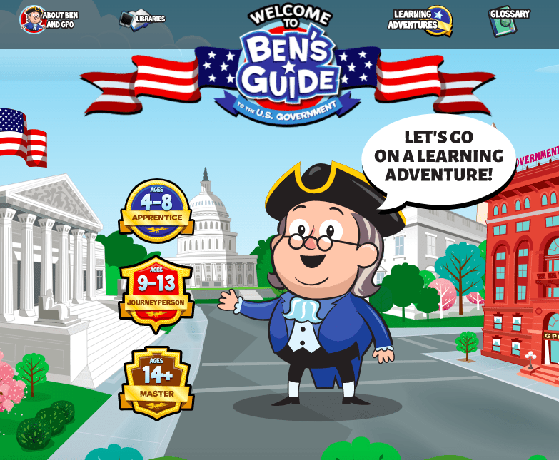 "Welcome to Ben's guide", screenshot of interactive learning website.