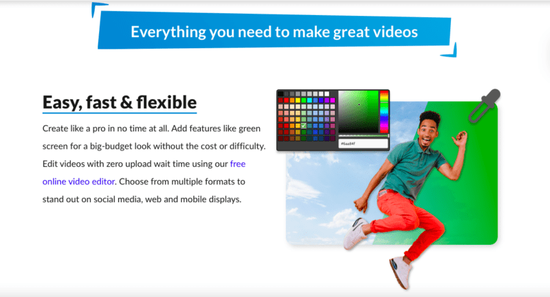 WeVideo screenshot with man jumping in air, as an example of Google Classroom apps