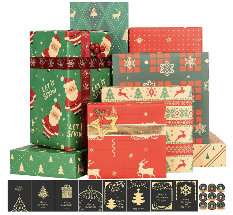 Papel de regalo con temática de Papá Noel - Regalo secreto de Papá Noel para profesores