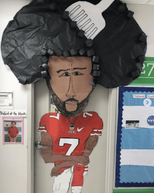 Door of an NFL Superstar with hair extending past the doorframe