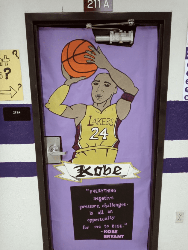 Door with drawing of Kobe Bryant