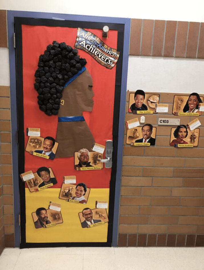 Door with words African American Achievers and photos of various African American Achievers