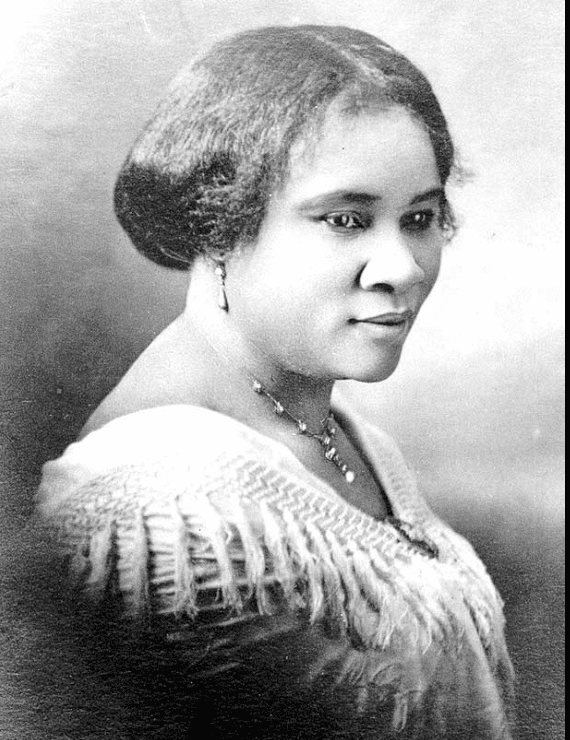 black and white photograph of Madam CJ Walker