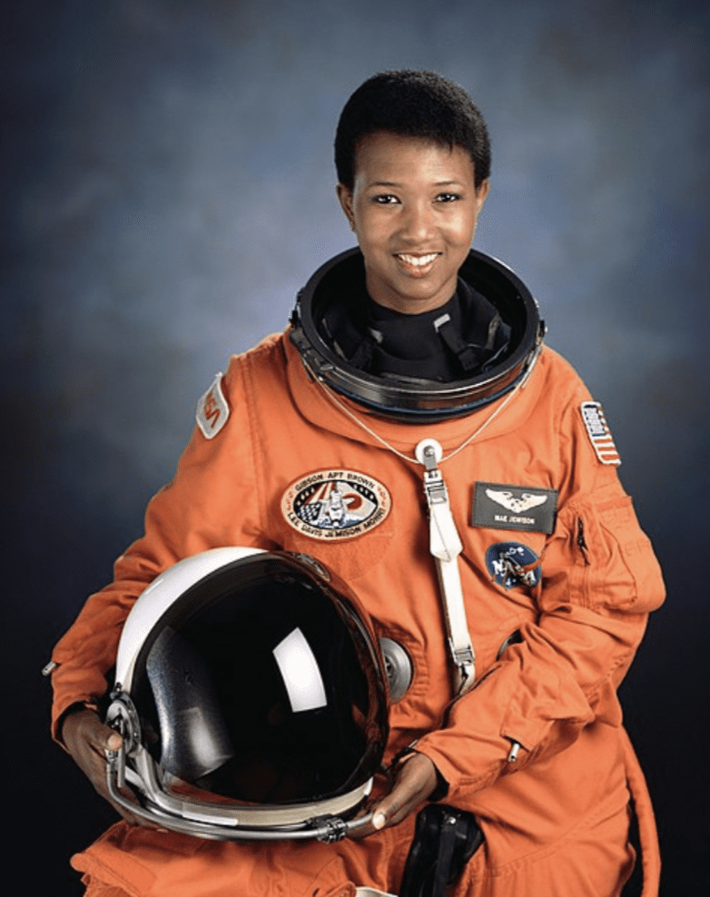 Mae Jemison smiling in astronaut gear