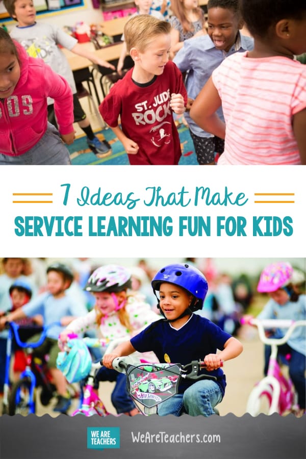 students engaging in service learning