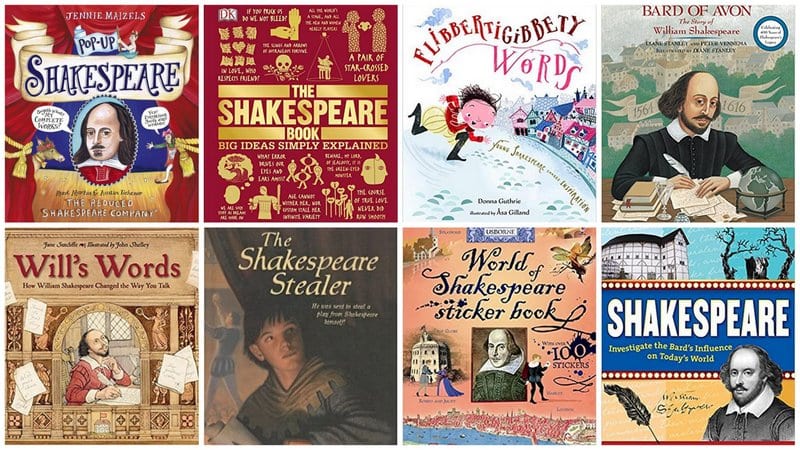 Collage of Books About Shakespeare for Kids