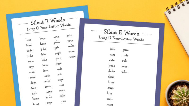 Silent E Word List With Blends