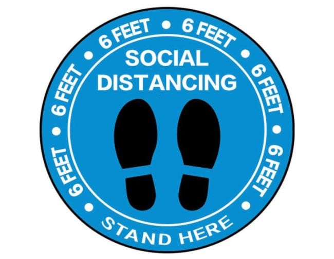 Sticker Social Distancing Decal STOP 6 feet Back Apart Line Marker COVID