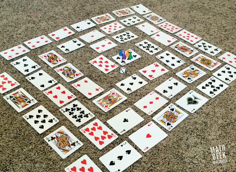 playing cards laid out in a spiral