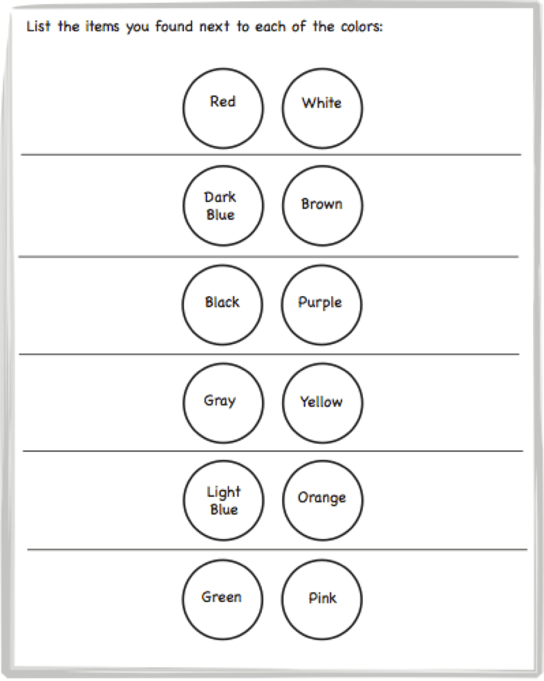 Color Search Activitiy - Mind-Body Exercises