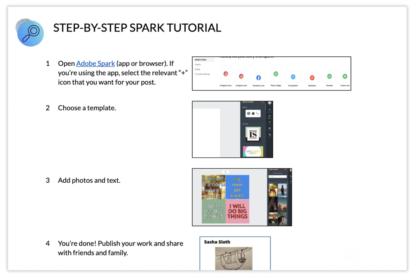 Adobe Education Spark Tutorial for teachers and students.