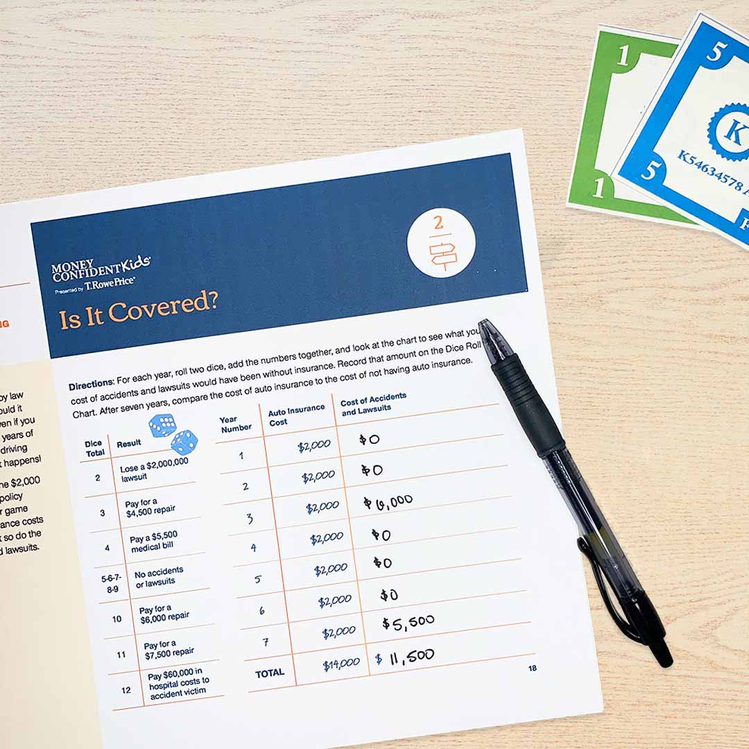 Photo of the "Is it Covered?" money math game