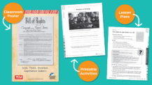 Images of Bill of Rights poster, lesson plan, and worksheet