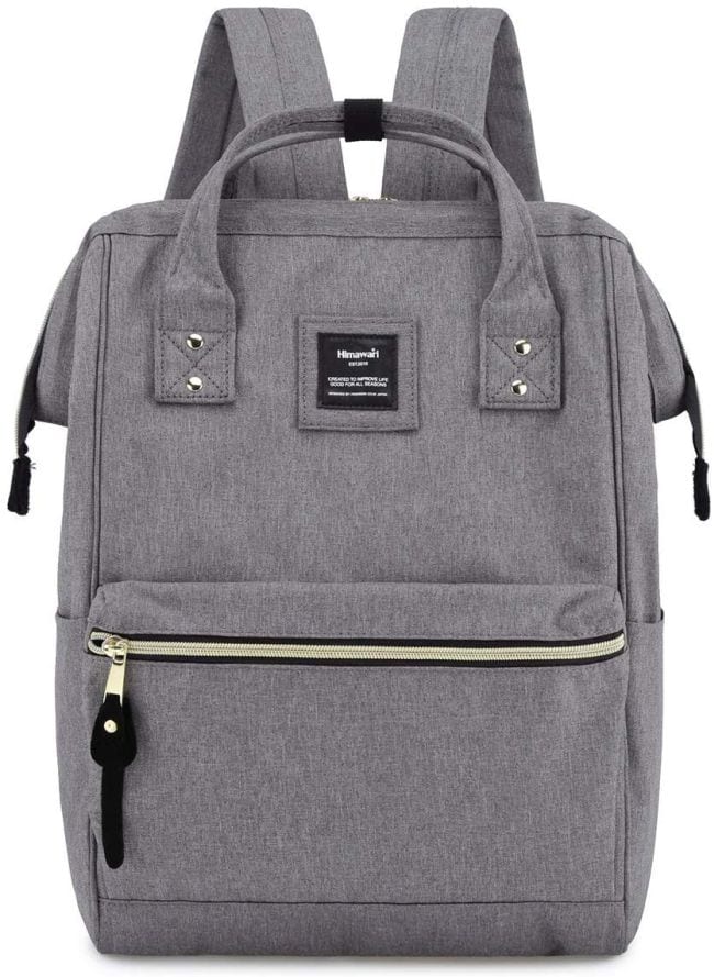 Gray backpack with top handle and opening (Best Teacher Backpacks)