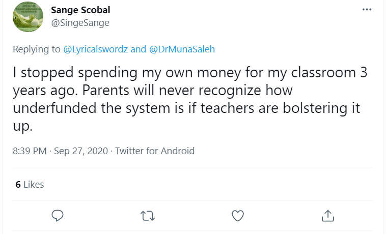Teacher Tweet Teachers Buying School Supplies