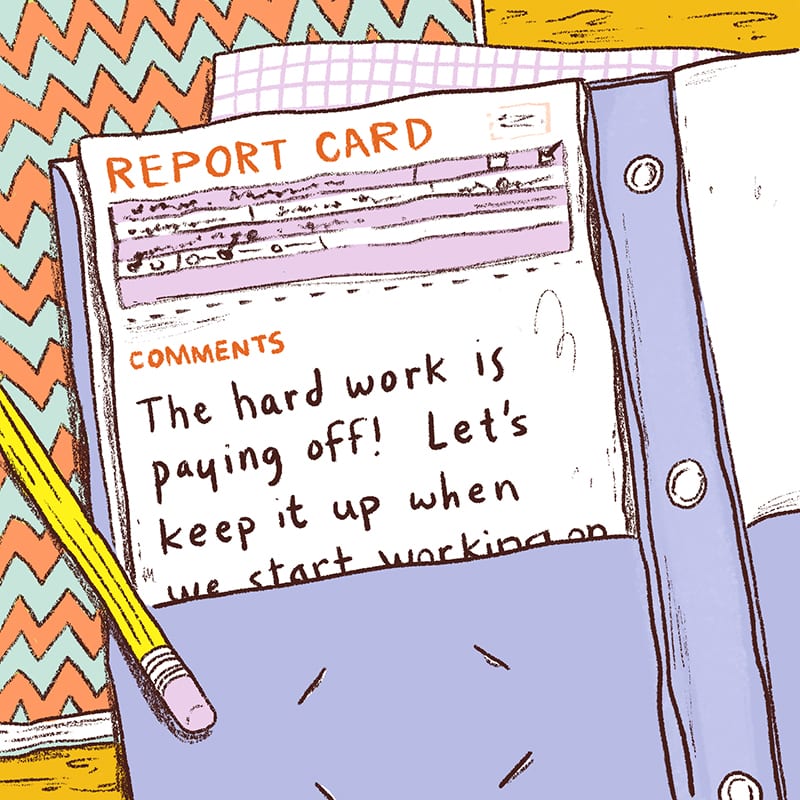 Illustration of Report Card in Folder - Sample Report Card Comments