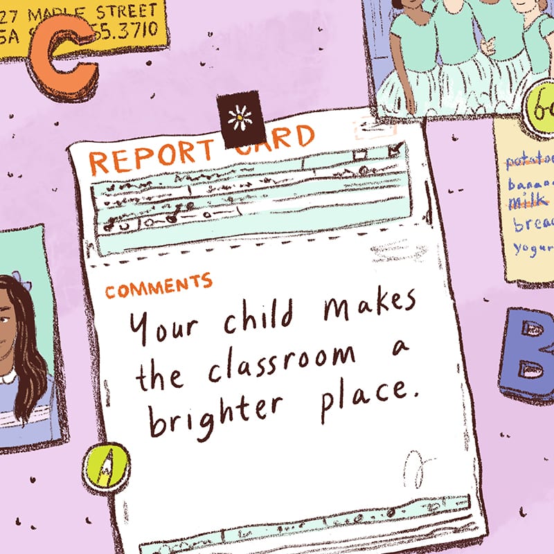 Illustration of Report Card on Fridge - Sample Report Card Comments