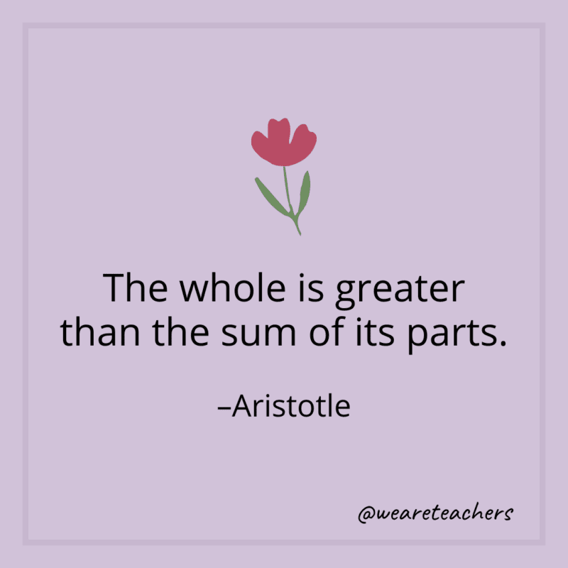 The whole is greater than the sum of its parts. - Aristotle