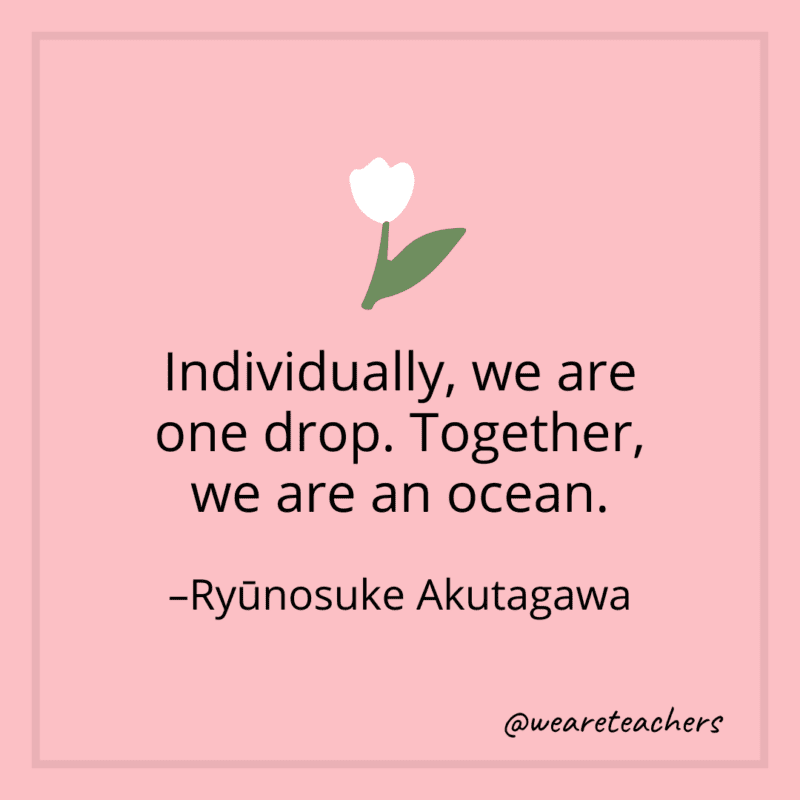 Individually, we are one drop. Together, we are an ocean. - Ryūnosuke Akutagawa