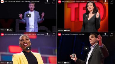 Four different speakers teaching leadership in their Ted Talks that would be great for a classroom.