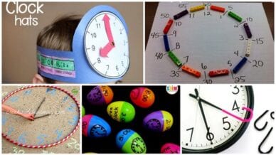 Collage of Telling Time Activities