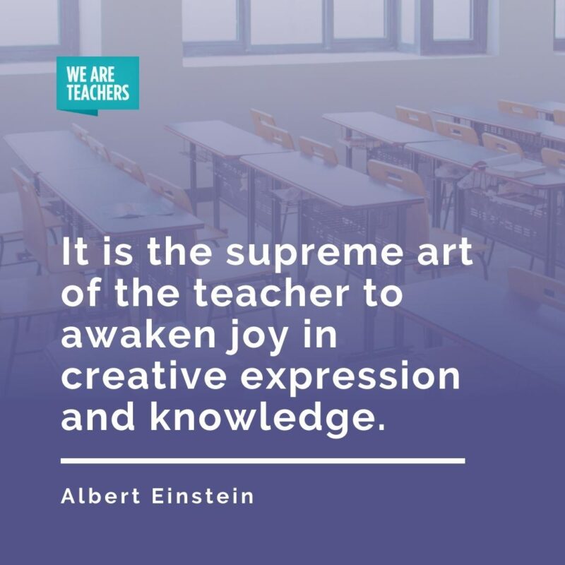 It is the supreme art of the teacher to awaken joy in creative expression and knowledge. —Albert Einstein