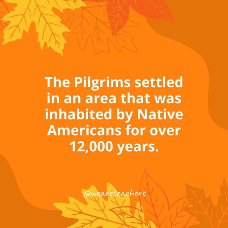 The Pilgrims settled in an area that was inhabited by Native Americans for over 12,000 years.- Thanksgiving facts