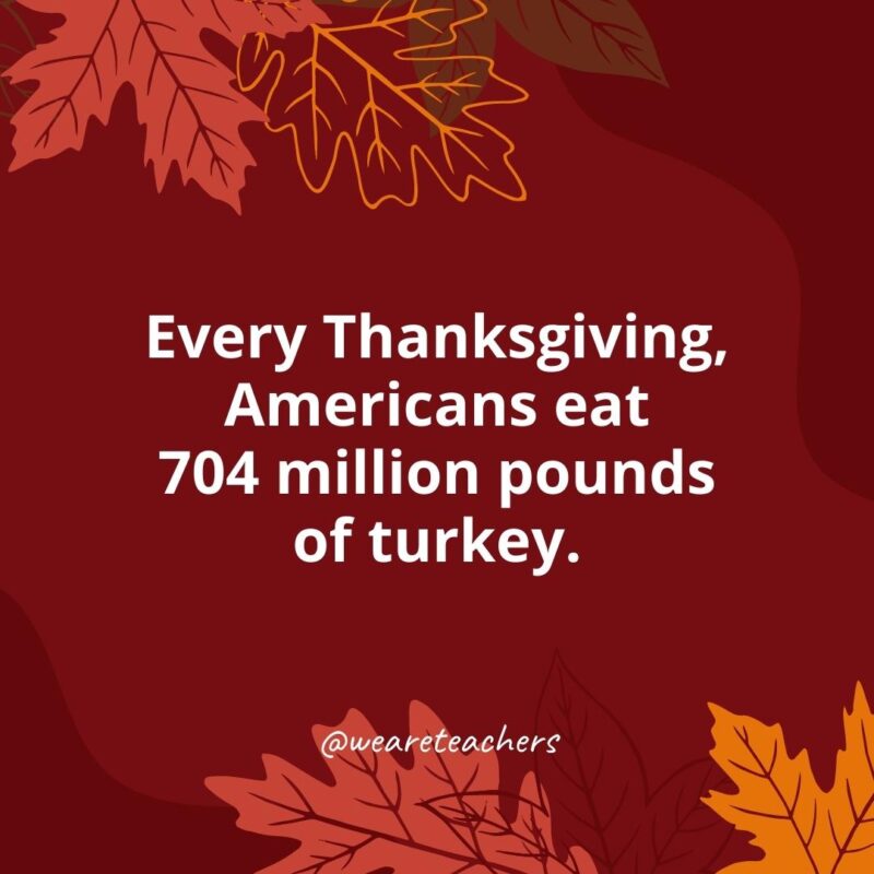 Los estadounidenses comen 704 millones de libras de pavo cada Día de Acción de Gracias.