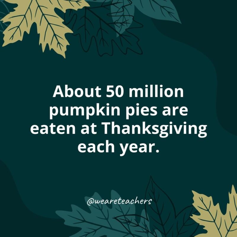 Cada año se comen alrededor de 50 millones de pasteles de calabaza en Acción de Gracias.