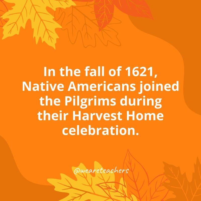 En el otoño de 1621, los nativos americanos se unieron a los peregrinos durante la celebración de la cosecha en casa.- Datos de Acción de Gracias